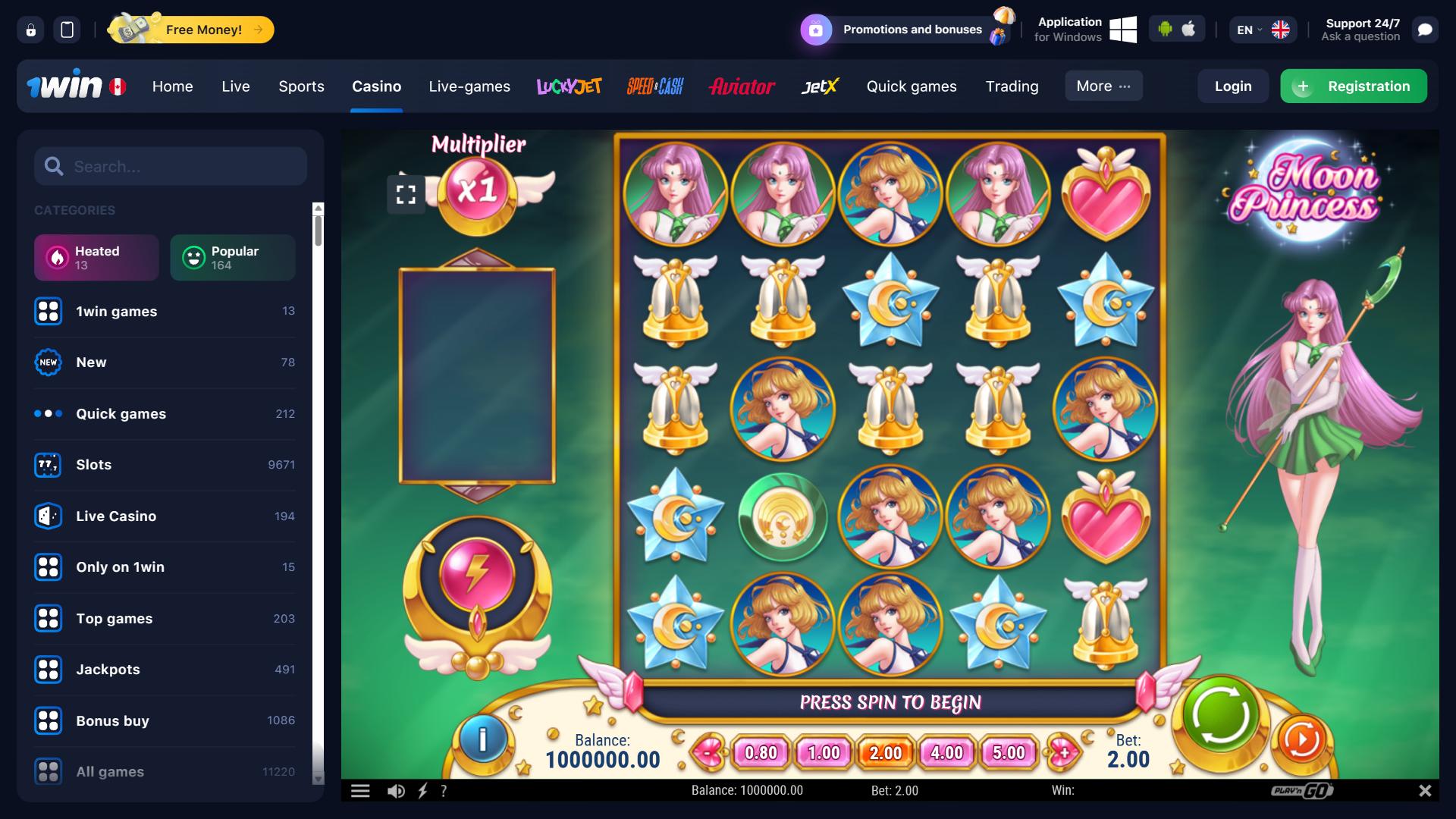 Moon Princess Demo at 1win Casino