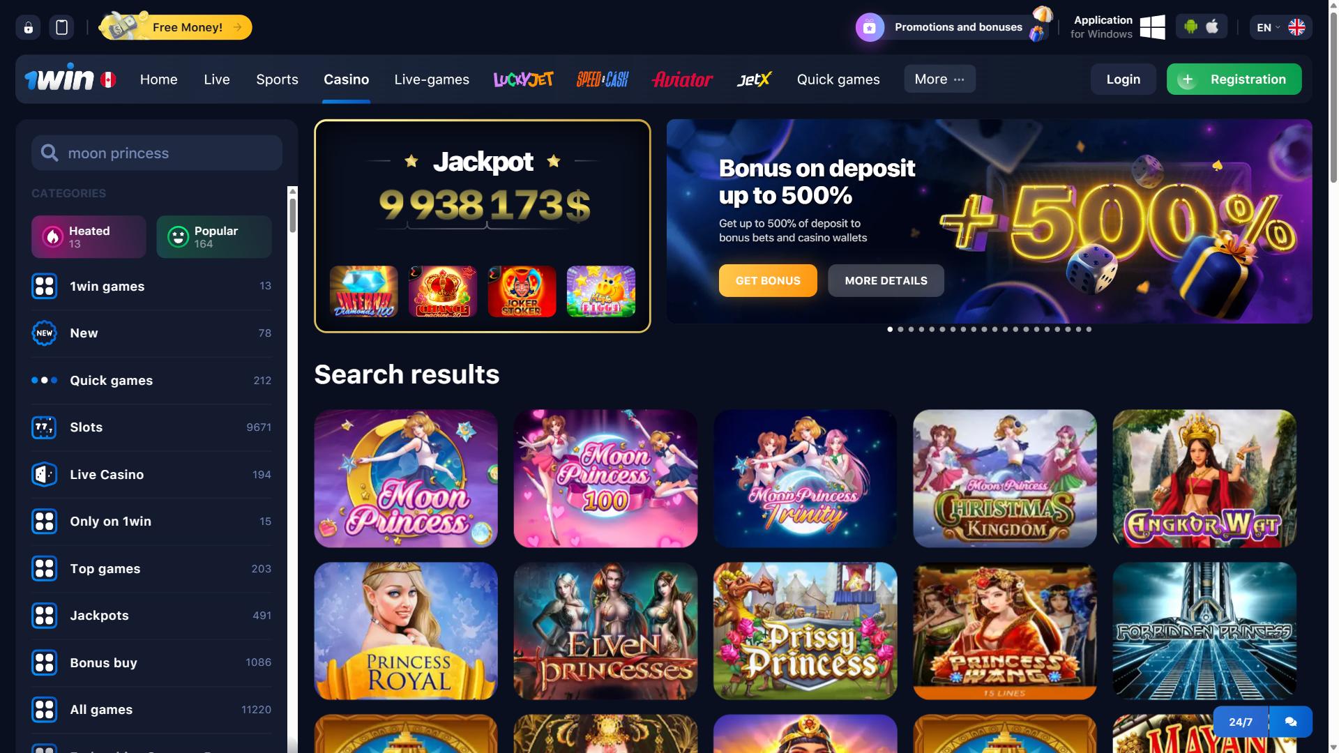 Advantages of 1win Casino for Moon Princess Players